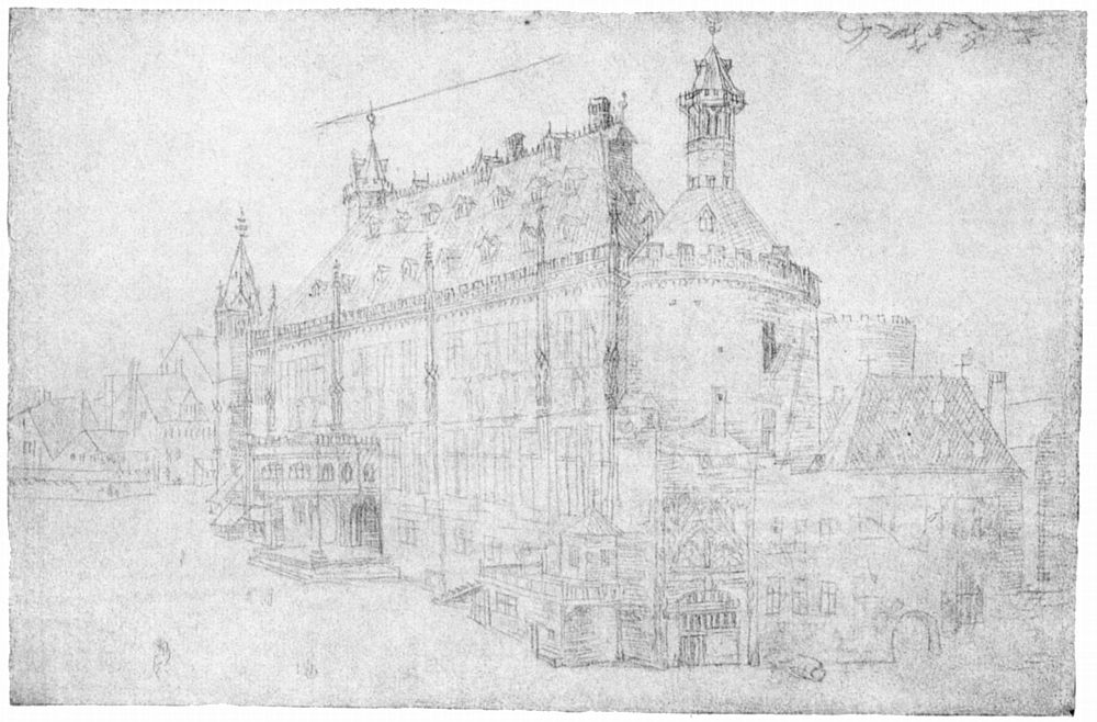 Aachener Rathaus - Zeichnung von Albrecht Dürer 1520