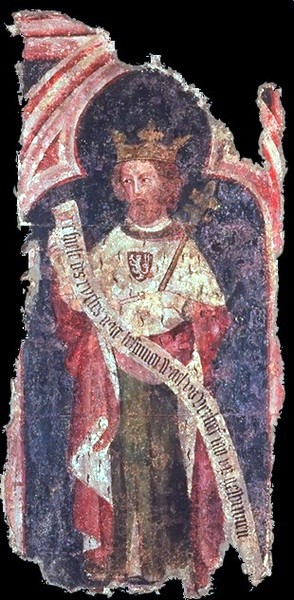 Karl IV., Fragment eines Wandgemäldes aus dem Hansasaal des Kölner Rathauses um 1360