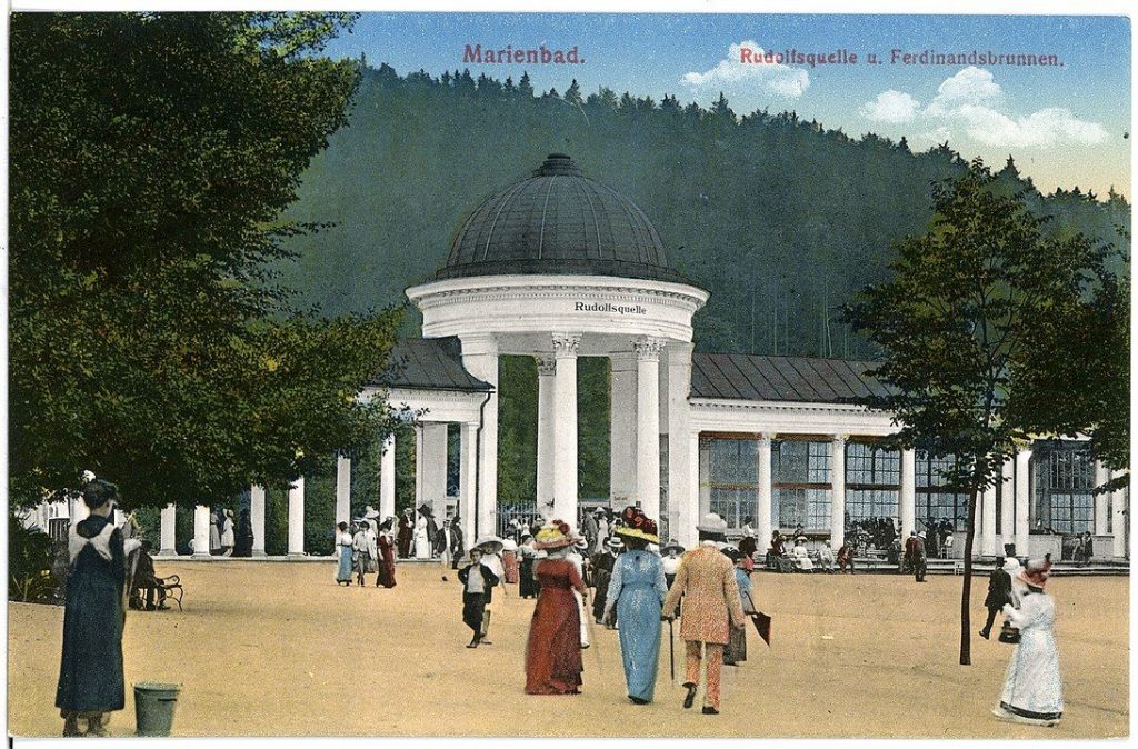 Marienbad 1914 Rudolfsquelle und Ferdinandsbrunnen